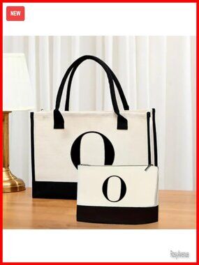 Personalized Lettered Canvas Tote Bag Set Large Small Reusable Tote Bags
